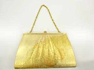 リサイクル　蝶に花丸文様織出し和装バッグ